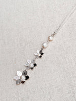 Silver Flower Faux & Freshwater Pearl Pendant Necklace