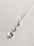 Silver Flower Faux & Freshwater Pearl Pendant Necklace