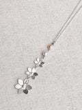 Silver Flower Faux & Freshwater Pearl Pendant Necklace