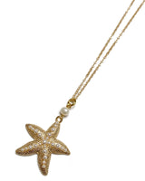 Romantic Beach Ocean Theme Pearl Starfish Pendant Necklace