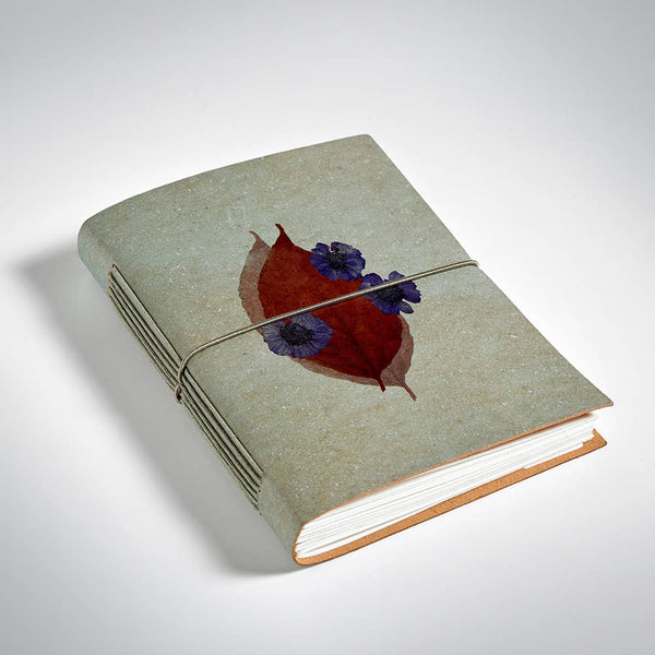 Leaf Design Recycled Leather Softcover Notebook 1